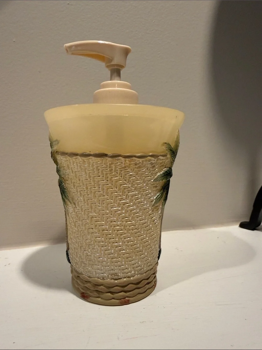 Tropical Palm Resin Soap Dispenser - Cream and Green